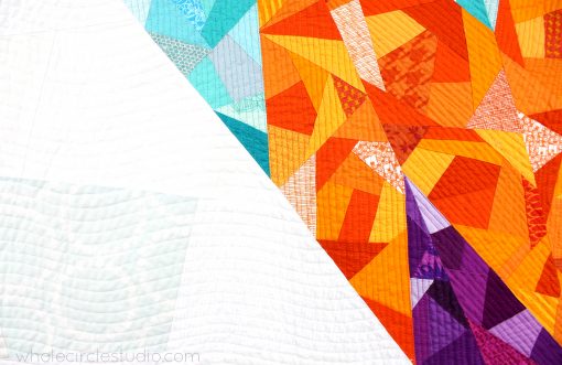 detail of Uber Up and Away art quilt with scrap fabrics by Sheri Cifaldi-Morrill