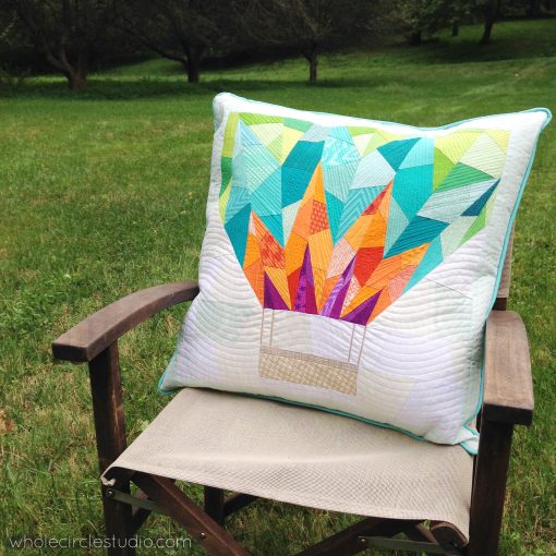 Up and Away art quilt pillow with scrap fabrics by Sheri Cifaldi-Morrill