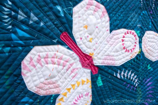 detail of Butterfly Bunch modern art quilt by Sheri Cifaldi-Morrill