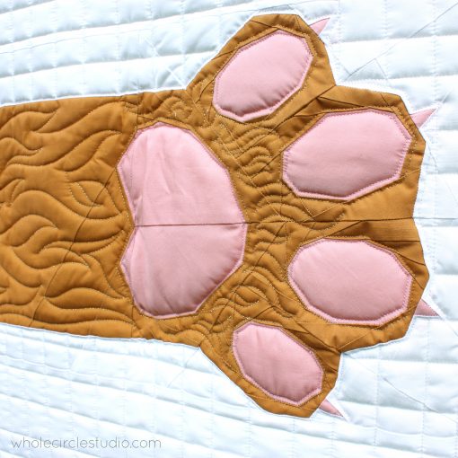 detail of Paws Up! Dog and Cat modern art quilt by Sheri Cifaldi-Morrill