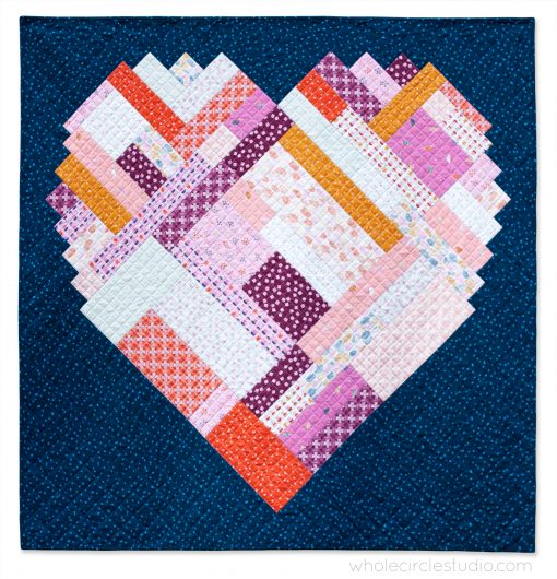 Pieces of Love modern art quilt, heart, by Sheri Cifaldi-Morrill