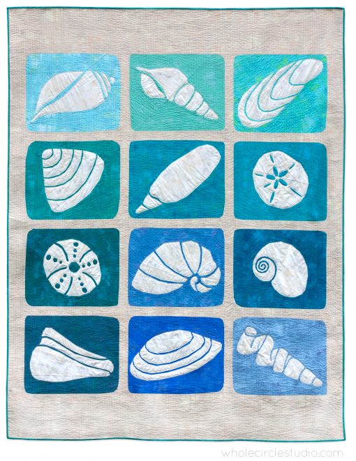 Shoreline Shells quilt blocks art beach theme grid version