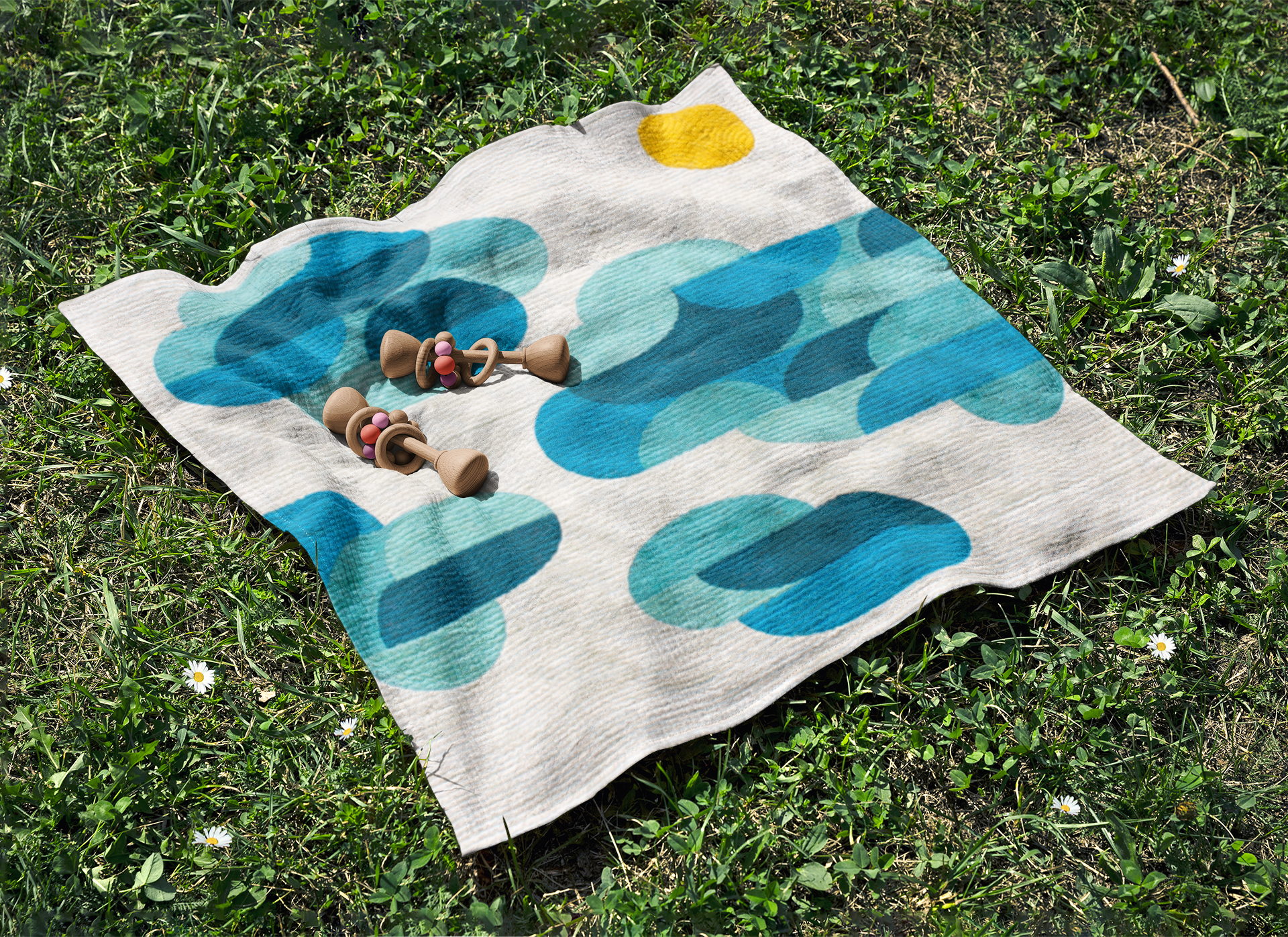 Big Island Sky (day version) modern textured licensed art blanket quilt by Sheri Cifaldi-Morrill of Whole Circle Studio