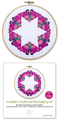 Modern Moths embroidery kit by Whole Circle Studio